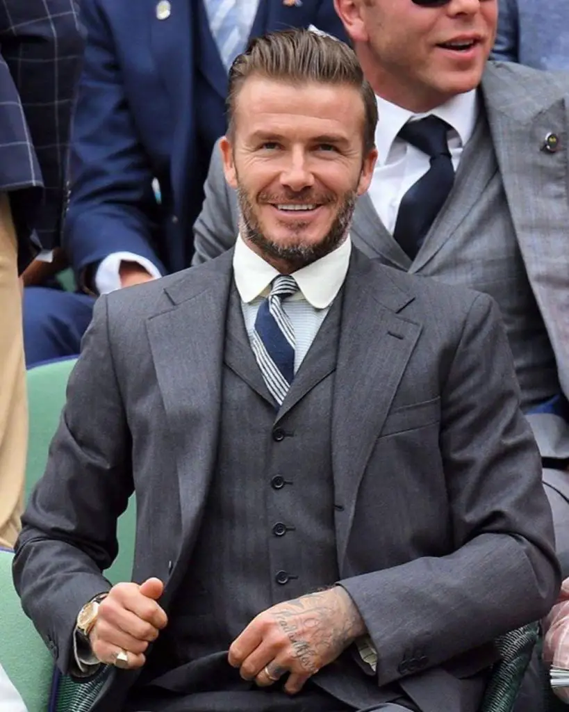 David Beckham terno com camisa banqueiro