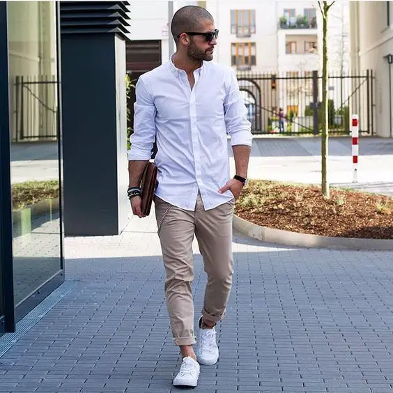 look sapato branco masculino