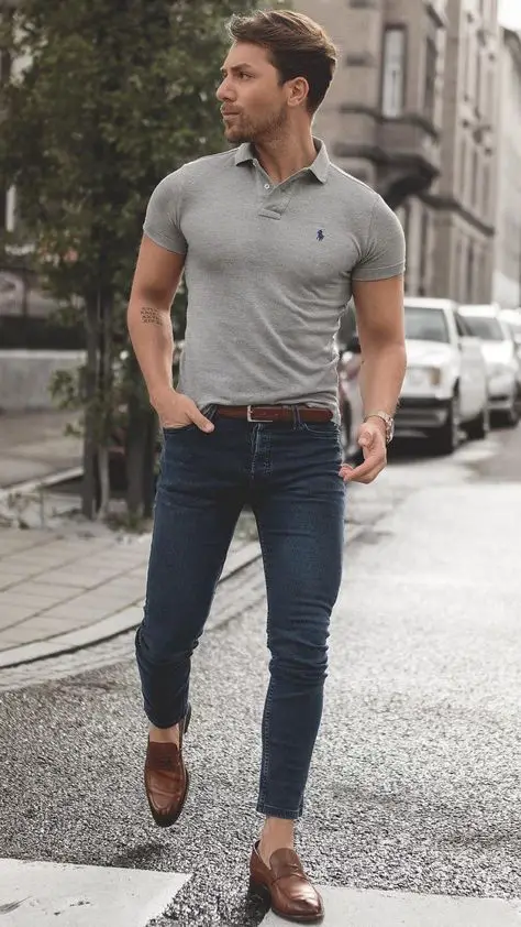 camisa jeans por dentro da calça